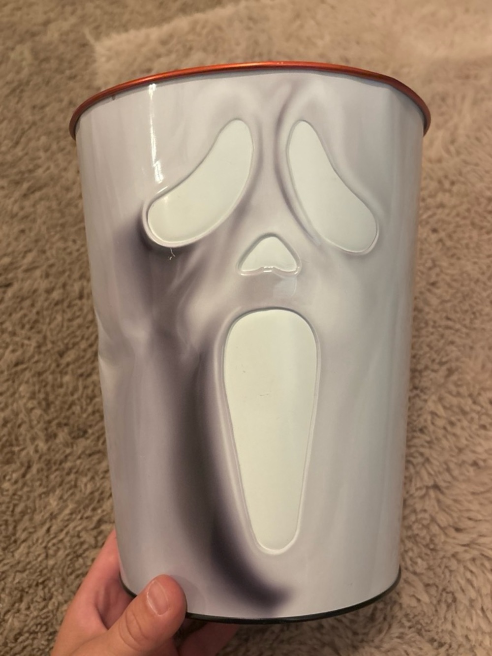 Scream 7  popcorn bucket- White and Gray with Copper Rim